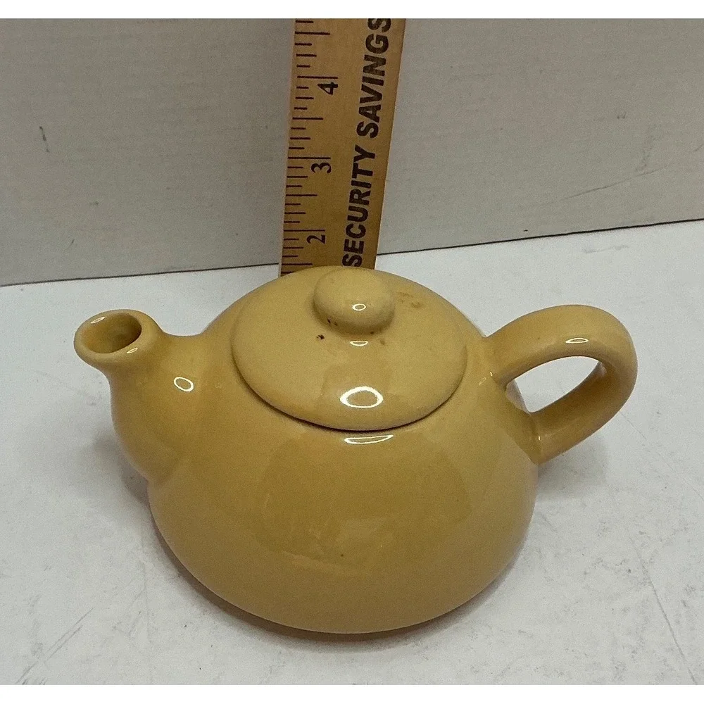 Pier 1 Vintage Tea For One Stacking Teapot and Cafe Au Lait Mug Set Yellow Organ